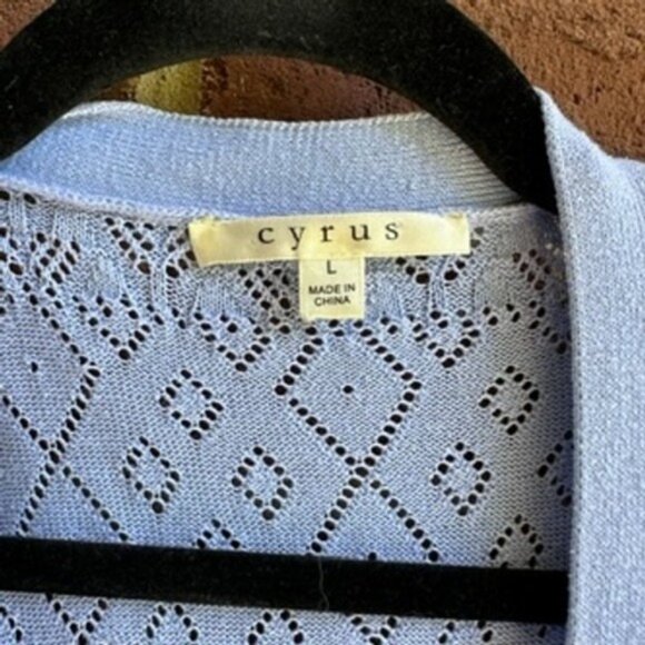 Cyrus Duster Cardigan Open Knit Long Sleeve Light Blue Size L - Picture 2 of 6